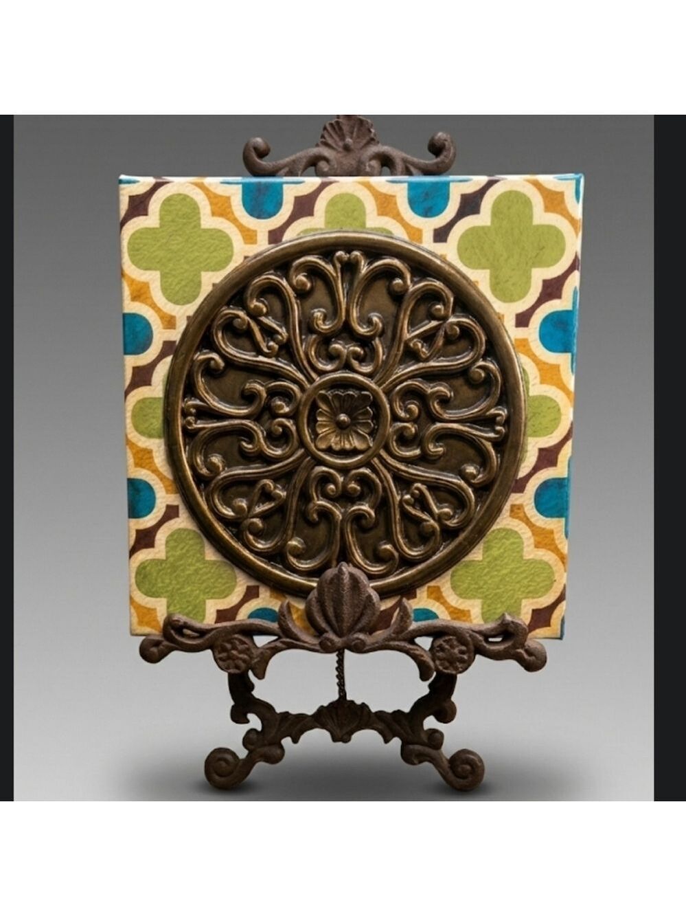 Bronze and Colorful Patterned Wall Art